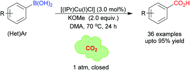 Graphical abstract for “Cu-Catalysed carboxylation of aryl boronic acids with CO2”