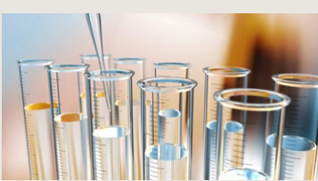 Graduated glassware on the laboratory bench